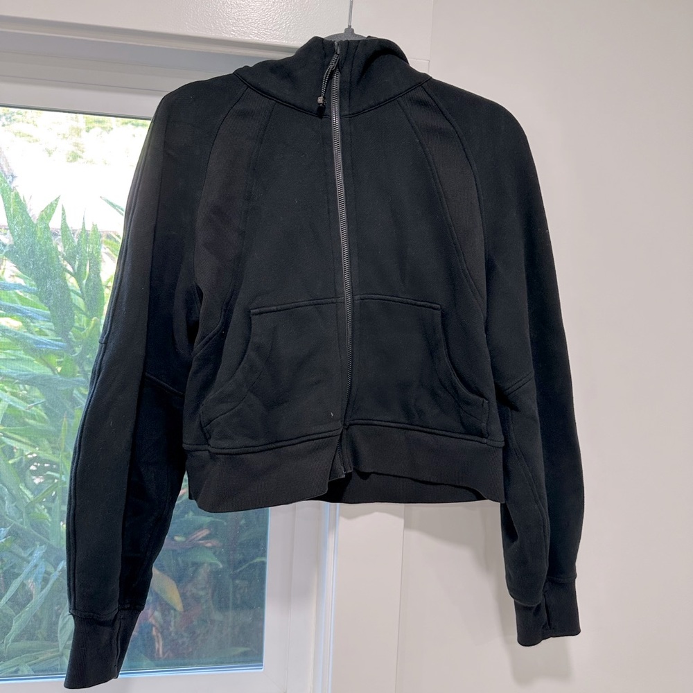 Black Scuba Oversized Full Zip Hoodie sz XS/S